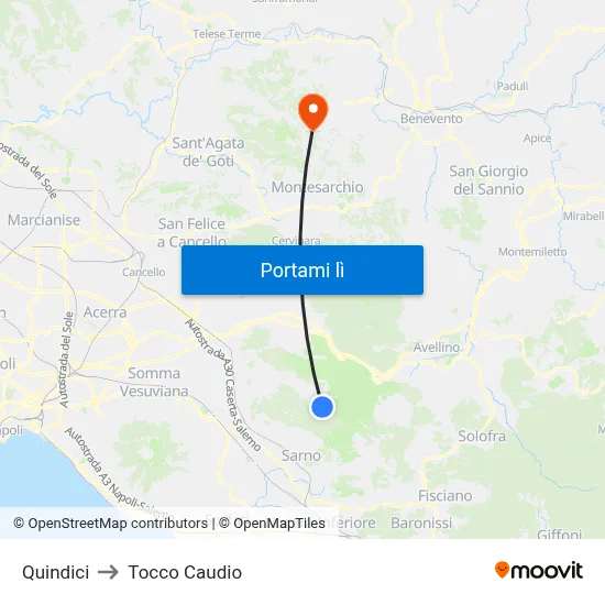 Quindici to Tocco Caudio map