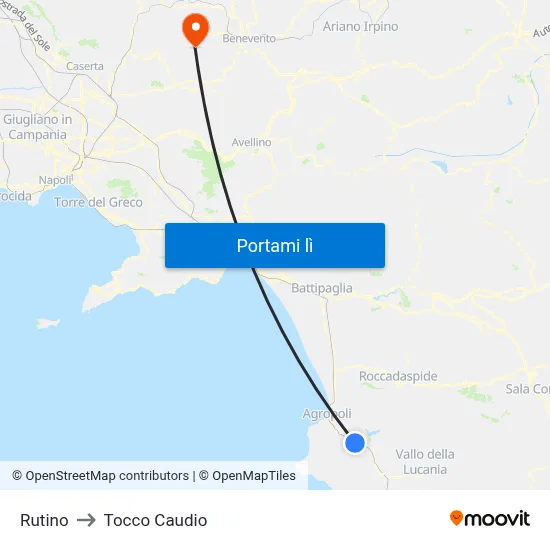 Rutino to Tocco Caudio map