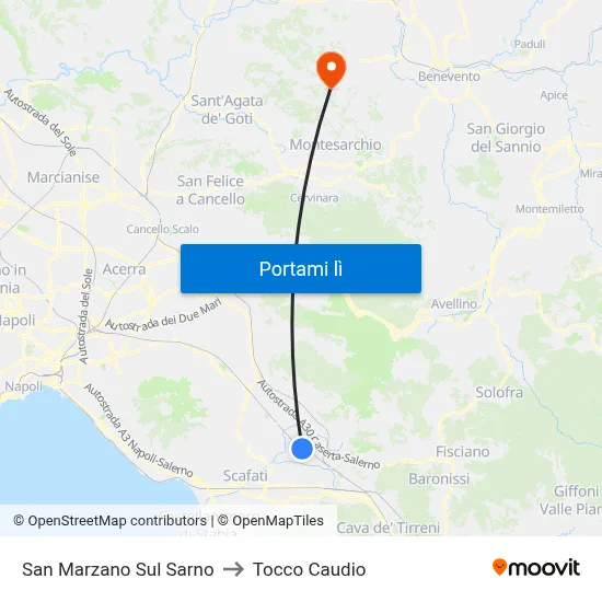 San Marzano Sul Sarno to Tocco Caudio map