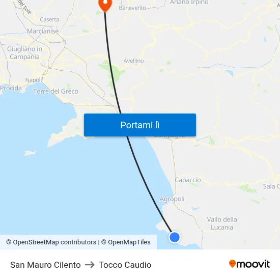 San Mauro Cilento to Tocco Caudio map