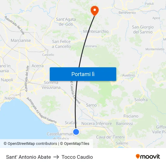 Sant' Antonio Abate to Tocco Caudio map