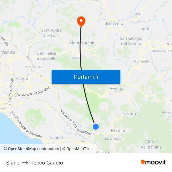 Siano to Tocco Caudio map