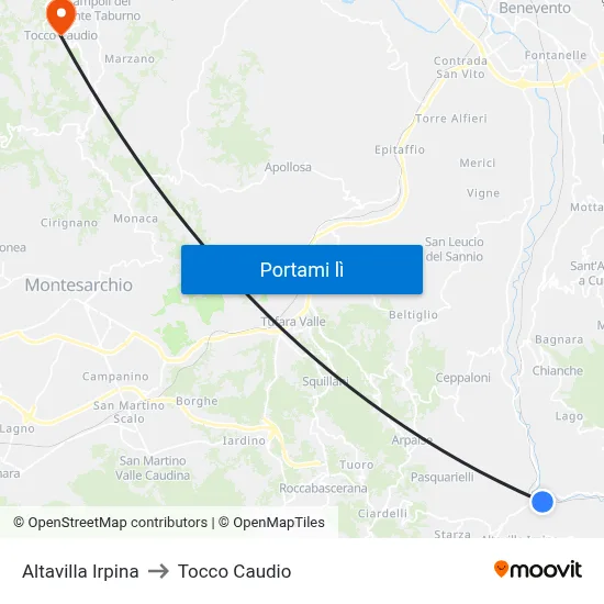 Altavilla Irpina to Tocco Caudio map