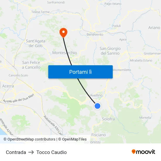 Contrada to Tocco Caudio map