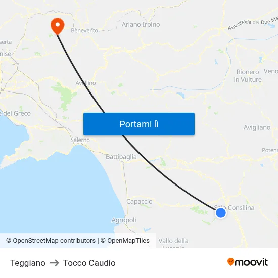 Teggiano to Tocco Caudio map