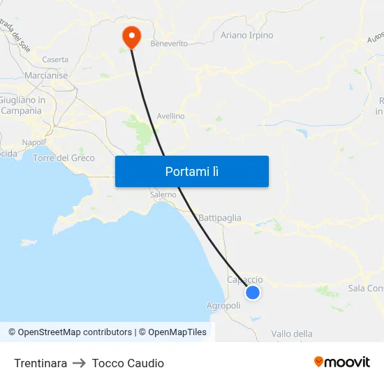 Trentinara to Tocco Caudio map