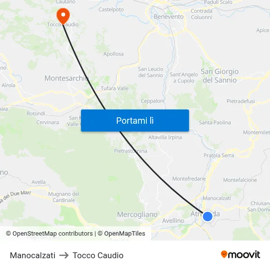 Manocalzati to Tocco Caudio map