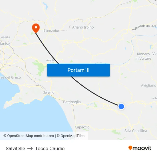 Salvitelle to Tocco Caudio map