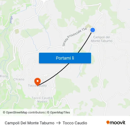 Campoli Del Monte Taburno to Tocco Caudio map
