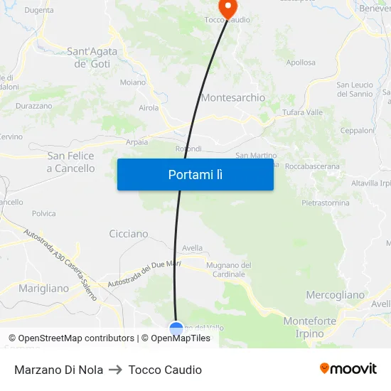 Marzano Di Nola to Tocco Caudio map