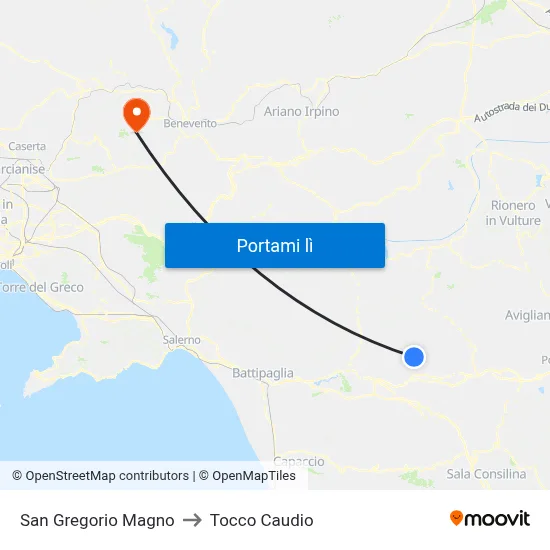 San Gregorio Magno to Tocco Caudio map