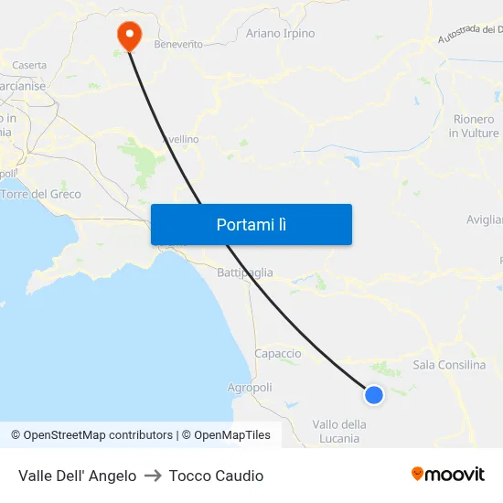 Valle Dell' Angelo to Tocco Caudio map