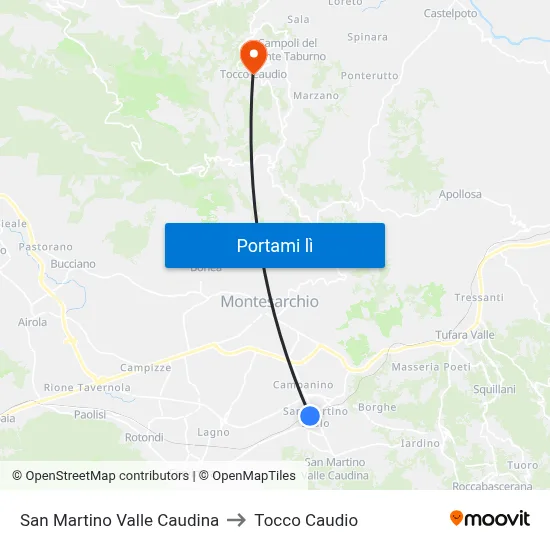 San Martino Valle Caudina to Tocco Caudio map