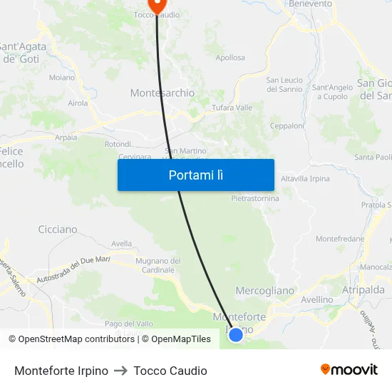 Monteforte Irpino to Tocco Caudio map