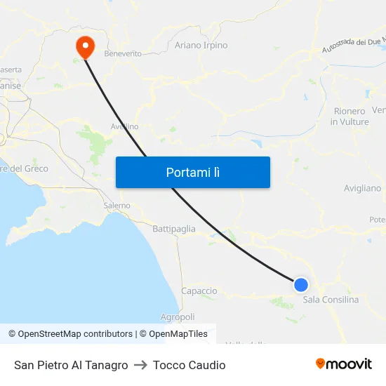 San Pietro Al Tanagro to Tocco Caudio map