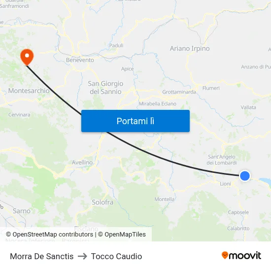 Morra De Sanctis to Tocco Caudio map