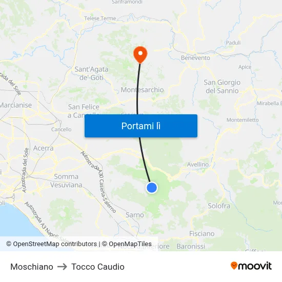 Moschiano to Tocco Caudio map