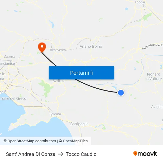 Sant' Andrea Di Conza to Tocco Caudio map
