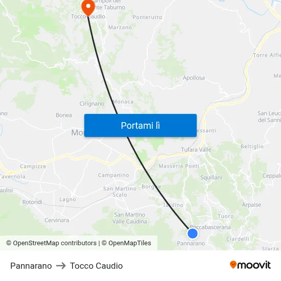 Pannarano to Tocco Caudio map