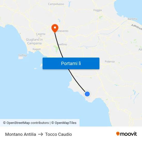 Montano Antilia to Tocco Caudio map