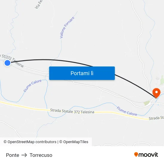 Ponte to Torrecuso map