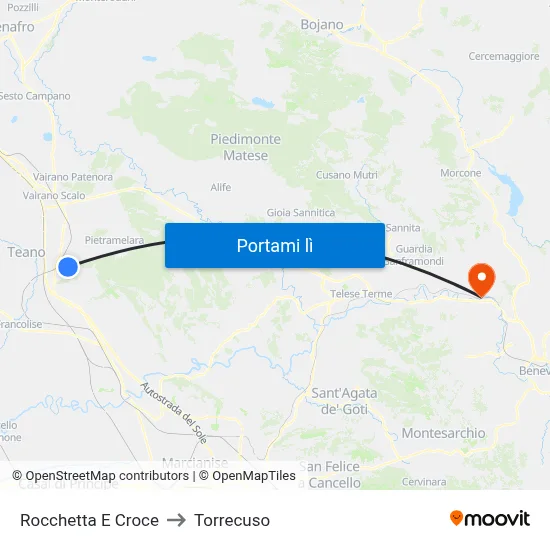 Rocchetta E Croce to Torrecuso map