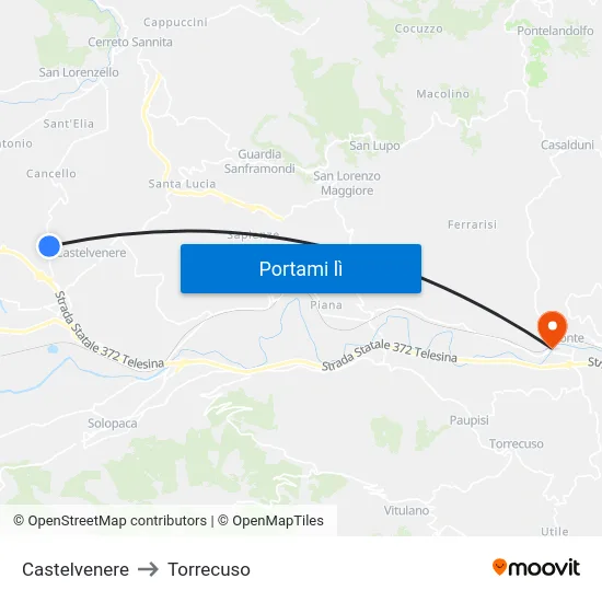 Castelvenere to Torrecuso map