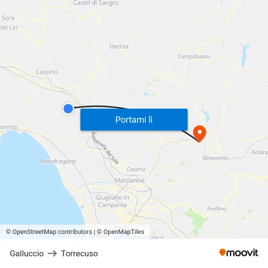 Galluccio to Torrecuso map