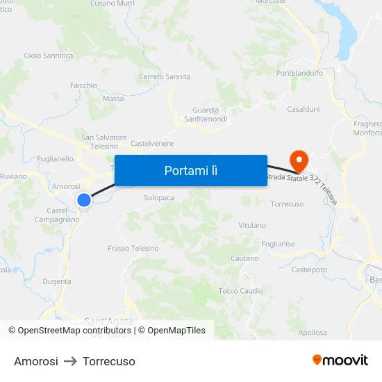 Amorosi to Torrecuso map