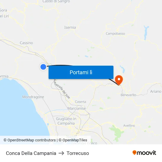 Conca Della Campania to Torrecuso map