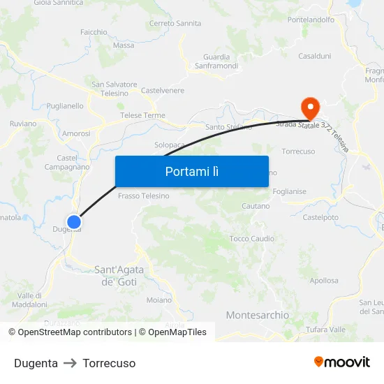 Dugenta to Torrecuso map