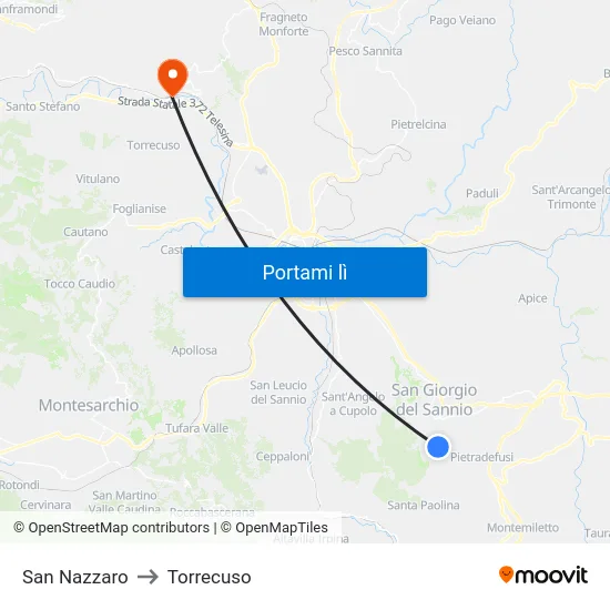San Nazzaro to Torrecuso map