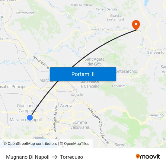 Mugnano Di Napoli to Torrecuso map