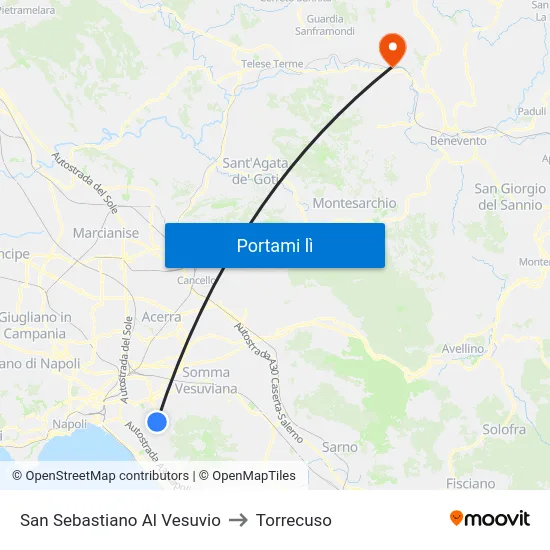 San Sebastiano Al Vesuvio to Torrecuso map