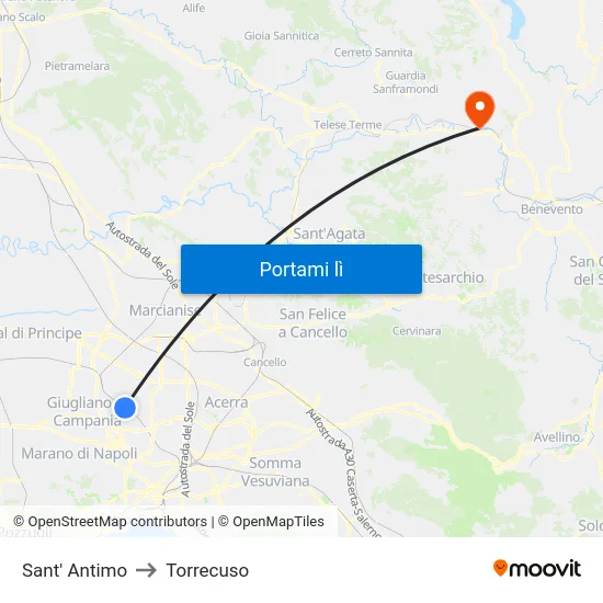 Sant' Antimo to Torrecuso map