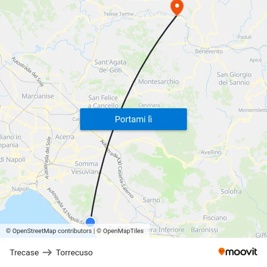 Trecase to Torrecuso map