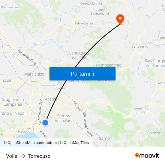 Volla to Torrecuso map