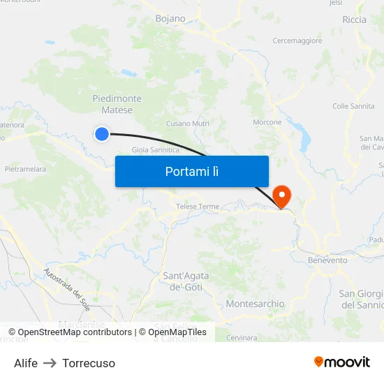 Alife to Torrecuso map