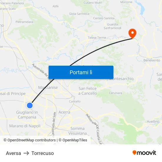 Aversa to Torrecuso map