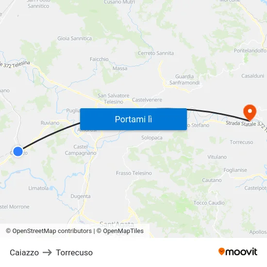 Caiazzo to Torrecuso map