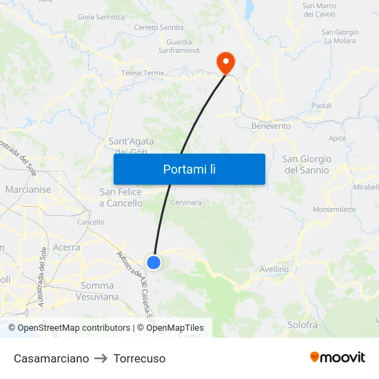 Casamarciano to Torrecuso map