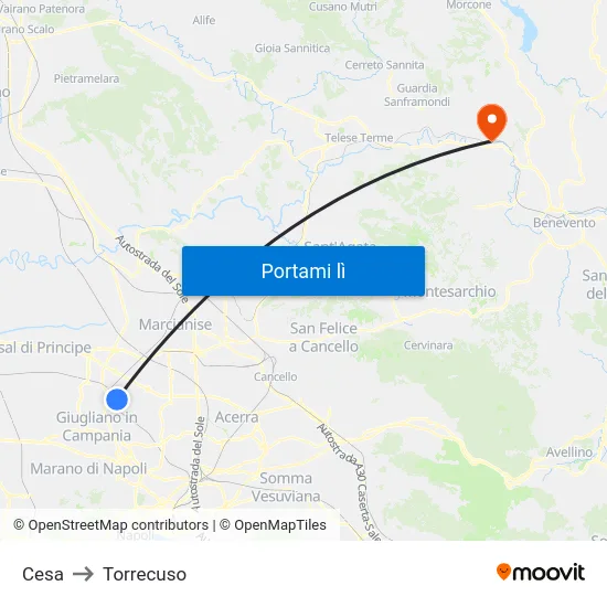 Cesa to Torrecuso map