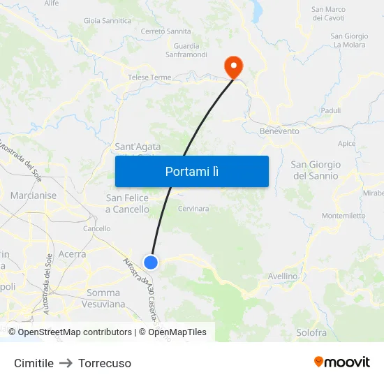 Cimitile to Torrecuso map