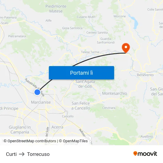 Curti to Torrecuso map