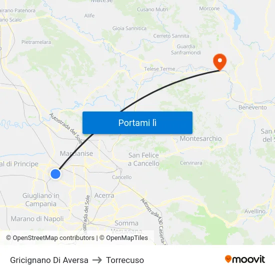 Gricignano Di Aversa to Torrecuso map