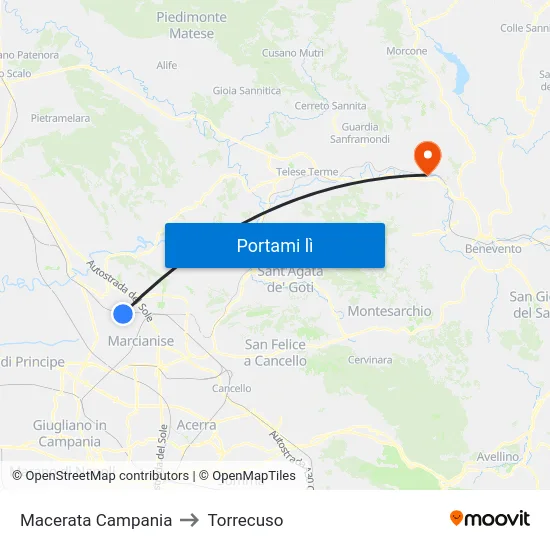 Macerata Campania to Torrecuso map