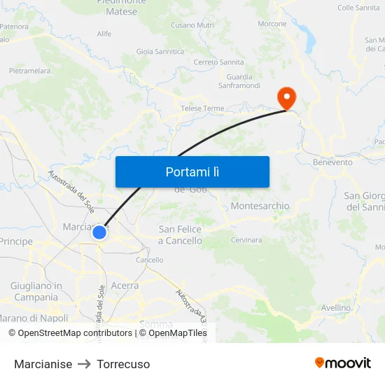 Marcianise to Torrecuso map