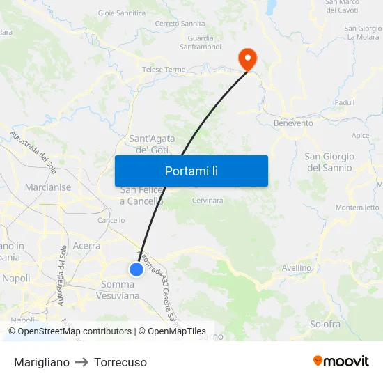 Marigliano to Torrecuso map