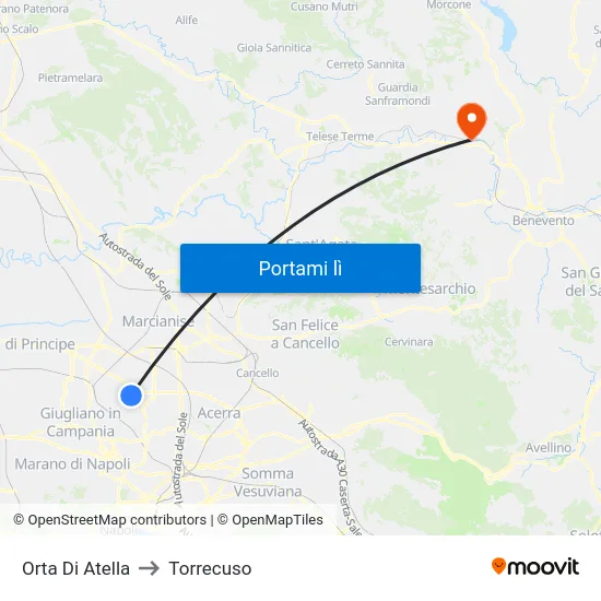 Orta Di Atella to Torrecuso map
