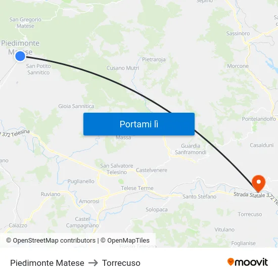 Piedimonte Matese to Torrecuso map